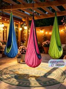 1pc Indoor/Outdoor Hanging Hammock Chair, Perfect For Camping, Backpacking, Beach, Backyard, Balcony And Park. Great Gift For Outdoor Lovers, Enjoy Leisure Time Anywhere. - Multicolor - View 1