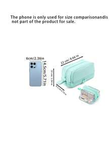 A Dual-Layer Protective Pencil Case And A Multi-Functional, Large-Capacity Pen Pouch. The Stationery Bag Features Multiple Compartments, Making It Suitable For Storing Office Supplies, Study Tools, School Materials, And Desktop Organizers. - Single Piece - View 3
