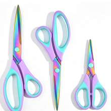 1pc /3pcs Household Tailor Scissors, Sewing Shears, Multi-Functional Handcraft Scissors, Office Scissors, Stainless Steel Titanium Plated Colorful Scissors, Hardened Sharp Blades, Ergonomic Design - blue-purple - View 11