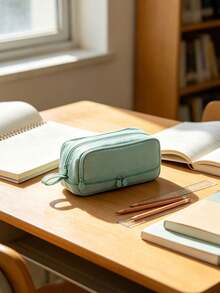 A Dual-Layer Protective Pencil Case And A Multi-Functional, Large-Capacity Pen Pouch. The Stationery Bag Features Multiple Compartments, Making It Suitable For Storing Office Supplies, Study Tools, School Materials, And Desktop Organizers. - Single Piece - View 10