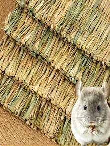 1PC Natural Grass Mat For Rabbits Guinea Pigs Hamsters, Breathable Moisture-Proof Cage Bedding, Pet Nest Supplies For Small Animals, Poultry, Indoor Outdoor Use - View 2