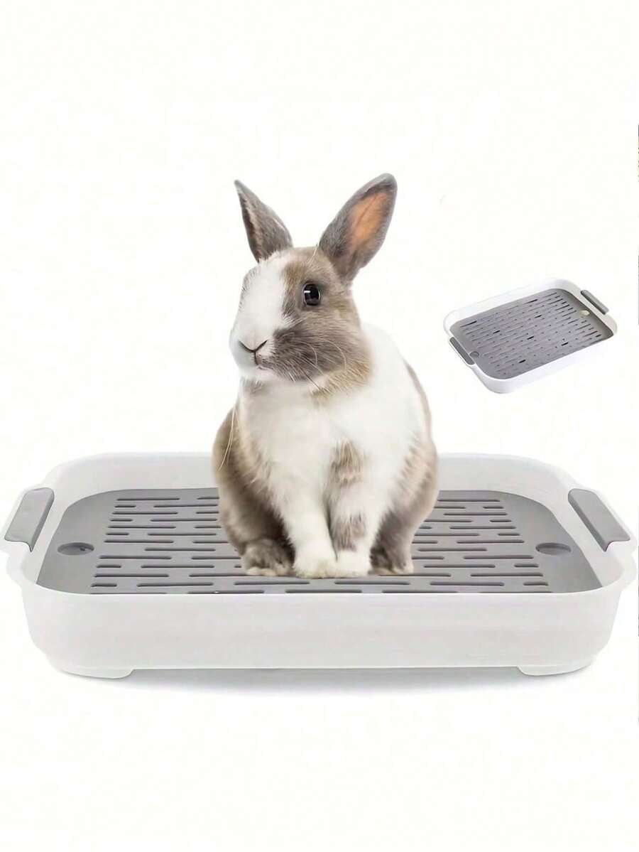 Double-Layer Hamster Rabbit Toilet Tray, Guinea Pig Bed Tray With Compartments, Detachable Double-Layer Hamster Tray, Drainage Tray, Training Basin, Sand Basin - Multicolor - View 1