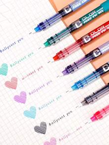 1(Orange) Stylo à bille liquide à séchage rapide de couleur orange avec corps droit; Stylo signature à encre liquide de couleur avec corps droit de 0,5 mm; Stylo étudiant tout-en-un 7 couleurs; Idéal pour l'écriture manuscrite, la signature de documents, le dessin et l'utilisation scolaire; Un excellent choix pour les cadeaux - Multicolore - Voir 10