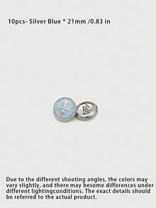 1 Pack 10 Pieces Oil‑Painted Round Buttons Delicate Colorful Swallow Rhinestone Inlaid Metal Decorative Fasteners For Sweaters Suits Coats Outerwear Hand‑Sewn Clothing Accessories - 10pcs - View 5