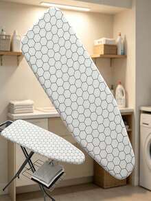 1 Piece Universal Ironing Board Cover, With Elastic Edge, Anti-Stain And Heat-Resistant, Thick Cotton Pad, Iron Heat Insulation Cover, Suitable For Ironing Board - Black and White - View 3