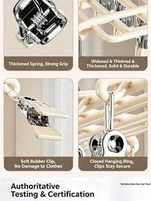 Stainless Steel Multi-Clip Clothing Hanger, 20-Clip Drying Rack For Balcony, Windproof Underwear And Panties Hanger, Rotating Double-Row Underwear Storage Rack For Closet, Multi-Functional Non-Slip Hanger For Bras, Scarves, Belts, Sorting And - View 8