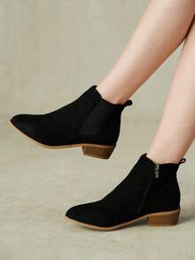 Styleloop Ladies And Ankle Boots And Booties, One-Pedal Stretch Boots, Black Pointed Street Knight Boots - Black 0030 - View 4