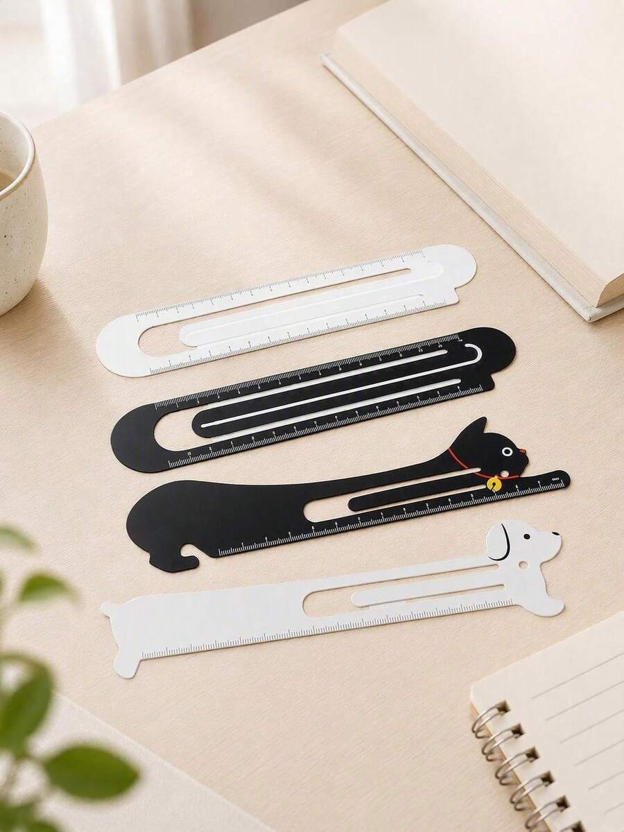 Haus Hana 1pc 15cm Metal Ruler Bookmark, Slim Straight Metric Page Marker, Portable Measuring & Drawing Stationery For Reading, School, Office & Gift - multicolor - View 1