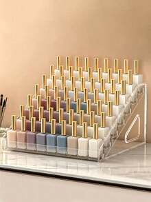 1pc Multi-Layer Transparent Nail Polish Display Rack, Home Daily Use Lipstick Cosmetics Nail Polish Storage Shelf, Plastic Storage Rack/Nail Salon Display Rack/Multi-Layer, Used For Storing Nail Polish. - Clear - View 10