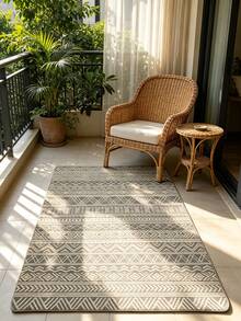 5ft X 8ft Waterproof Outdoor Rug, Reversible Plastic Straw Indoor Outdoor Patio Carpet For RV, Porch, Deck, Backyard, Camper, Balcony, Picnic, Grey And White - multicolor - View 6