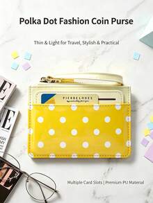 Haus Hana Polka Dot Multi-Card Slot Mini Wallet, Japanese Korean Style Solid Cute Card Holder, Luxury Coin Purse - Multicolor - View 7