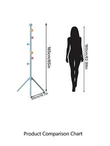 Cute Colorful Kids Floor Coat Rack, Tripod Base Children Clothing Hanger Stand With Multiple Hooks, Freestanding Hat & Backpack Organizer For Kid Bedroom Decoration - Multicolor - View 3