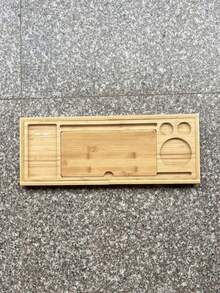 1pc High Quality Expandable Bamboo Bathtub Tray, Built-In Tablet & Phone Holder, Wine Rack, Fits 11 Inch Tablet, Bath Caddy For Bathroom - Bamboo - View 10