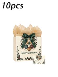 5/10/15PCS Christmas Gift Bags, Party Favor Bags, Candy Apple Cookie Packaging Bags With Handles - multicolor - View 16