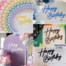 1pc Felt Happy Birthday Sign Vintage Farmhouse Balloon Arch Backdrop Party Wall Photo Prop Gold Black White Pink Decor - Gold - View 1