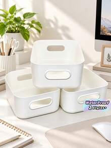 3/6pcs Multifunctional Storage Box - Suitable For Cosmetics, Snacks, Etc. -Durable Plastic Storage Racks For Kitchen, Bathroom, And Dormitory Bedroom Vanity Storage - White - View 1