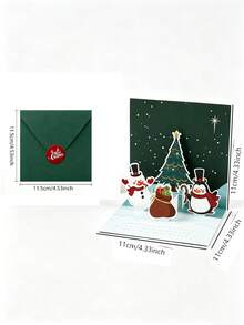 3D Pop‑Up Christmas Greeting Card, Cartoon Christmas Tree Message Card, Christmas Eve Gift, Corporate Blessing Card - multicolor - View 3