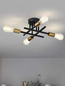 4‑Light Iron Branch Ceiling Light, Modern Simple Flush Mount Ceiling Lamp, Hallway Corridor Light, Small Pendant Light For Bedroom Dining Living Room (Bulbs Not Included) - Multicolor - View 1
