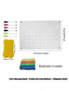 Haus Hana 1Pc Magnetic Weekly Planner Whiteboard, Transparent Acrylic With Magnetic Backing, Reusable Dry-Wipe Surface For Schedules And Memo Notes, Fridge Mounted Writing Board For Kitchen Daily Planning And Task Arrangement - multicolor - View 23