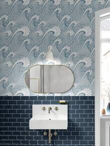 1 Buah Wallpaper Perekat Diri, Dapat Dilepas, Tahan Air, Motif Gelombang Jepang, Mural Dinding untuk Ruang Tamu dan Kamar Tidur, Renovasi Mudah Dikupas dan Ditempel, Tahan Lama, PVC Vinyl, Tahan Lembap, Tahan Gores, Dekorasi Rumah, Ramah untuk Apartemen Sewa - Beraneka warna - View 2