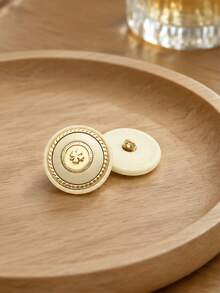 1 Pack 10 Pieces Premium Round Four‑Leaf Clover Resin‑Metal Composite Buttons Decorative Fasteners For Women Coats Windbreakers Suits Outerwear Hand‑Sewn Clothing Accessories - 10pcs - View 7