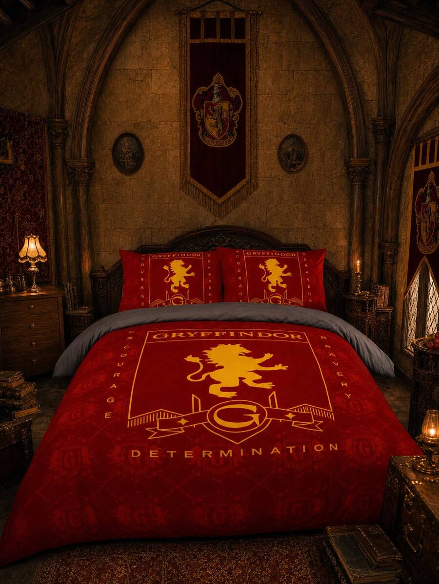 HARRY POTTER X Joivida 2/3件組 100%聚酯纖維床上用品套裝,被套組,柔軟微纖維臥室四季通用現代聚酯纖維床上用品系列,1件被套 + 1/2件枕套(不含被芯) - 彩色 - 查看 1