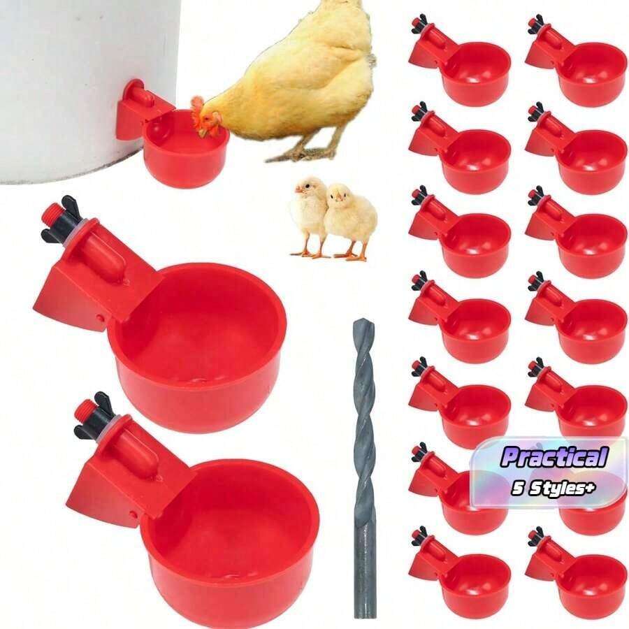 2-15 Piece Professional Chicken Feeder, Large Capacity Bird Feeder Suitable For Ducks, Chickens, Geese, Turkeys, Rabbits And Other Birds, Comes With A Hole Punching Tool For Assembly - Multicolor - View 1