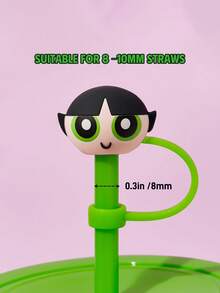 THE POWERPUFF GIRLS X SHEIN 0.4 Inch/10cm 3D Straw Covers, Dust-Proof Straw Covers, Suitable For 8-10mm Straws, Flower, Bubble, Buttercup Patterns (Straws Not Included), Y2K - Multicolor - View 7