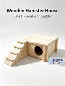 Chew‑Resistant Hamster Climbing Training House, 2‑Room Hamster Habitat Decor With Ladder For Small Pet Enclosure - one-size - View 1