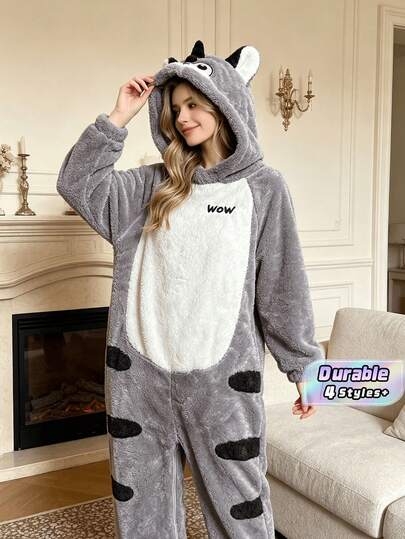 1 Stück Korallenfleece-Bademantel, verdicktes Fleecefutter, süßes Design, Winter-Loungewear für Teenager