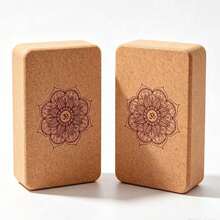 2pcs/1pc Natural Cork Yoga Block, Cork Massage Ball, High-Density Non-Slip Mandala Print Yoga Block, Sturdy Support Yoga Accessory, Suitable For Beginners, Pilates, Dance Stretching, Leg Splitting, Meditation And Home Fitness Training - Multicolor - View 13