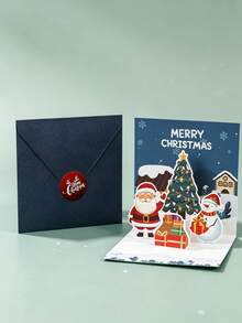 3D Pop‑Up Christmas Greeting Card, Cartoon Christmas Tree Message Card, Christmas Eve Gift, Corporate Blessing Card - multicolor - View 8