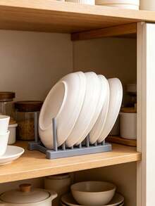Creative Plastic Drain Rack, Multifunctional Kitchen Storage Rack, Suitable For Plates And Pot Lids, Solid-Color Minimalist Design, Smooth And Sturdy Plastic Material, Modern And Practical Home Style, Suitable For All Seasons, Open Drainage Structure - Multicolor - View 4
