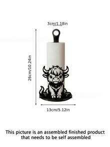 Exquisite Shovel-Shaped Paper Towel Holder, Black Wrought Iron Kitchen Decoration, This Paper Towel Roll Holder Requires No Installation And Is Suitable For Country-Style Home Decor Such As Dining Tables And Bedrooms. Durable Design. - 4 cattle - View 4