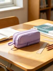 A Dual-Layer Protective Pencil Case And A Multi-Functional, Large-Capacity Pen Pouch. The Stationery Bag Features Multiple Compartments, Making It Suitable For Storing Office Supplies, Study Tools, School Materials, And Desktop Organizers. - Single Piece - View 11