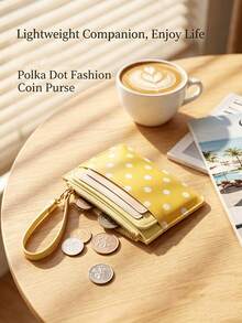 Haus Hana Polka Dot Multi-Card Slot Mini Wallet, Japanese Korean Style Solid Cute Card Holder, Luxury Coin Purse - Multicolor - View 2