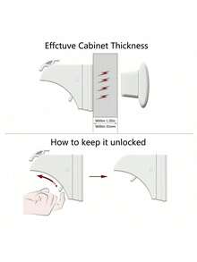 One Set Adhesive Magnetic Cabinet Locks, Easy Installation In Seconds, No Screws Or Drilling Required, Invisible Locks For Cabinets & Drawers - White - View 2