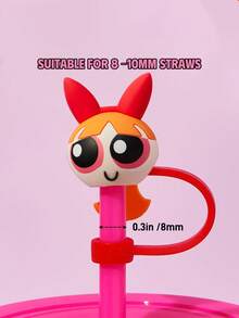 THE POWERPUFF GIRLS X SHEIN 0.4 Inch/10cm 3D Straw Covers, Dust-Proof Straw Covers, Suitable For 8-10mm Straws, Flower, Bubble, Buttercup Patterns (Straws Not Included), Y2K - Multicolor - View 5