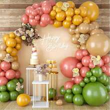 1pc Felt Happy Birthday Sign Vintage Farmhouse Balloon Arch Backdrop Party Wall Photo Prop Gold Black White Pink Decor - Gold - View 2