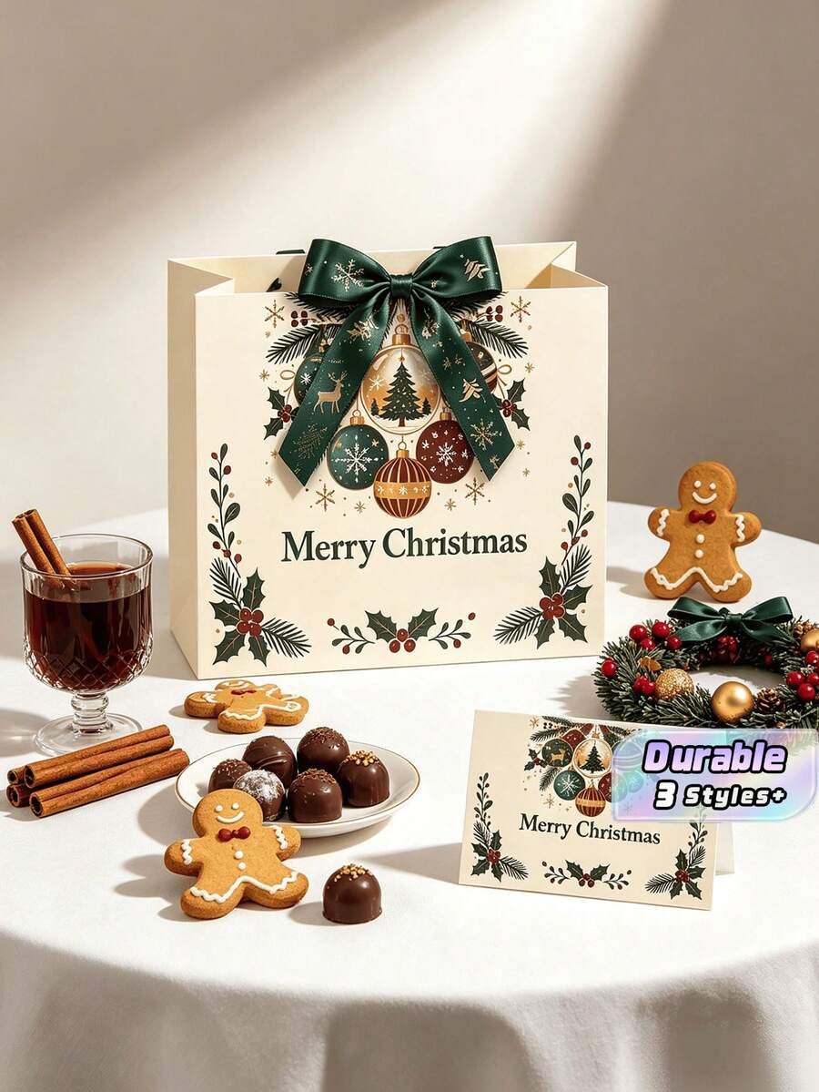 5/10/15PCS Christmas Gift Bags, Party Favor Bags, Candy Apple Cookie Packaging Bags With Handles - multicolor - View 1