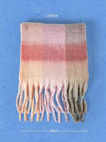 Popjeli Bufanda a cuadros con flecos - Púrpura malva - Ver 5