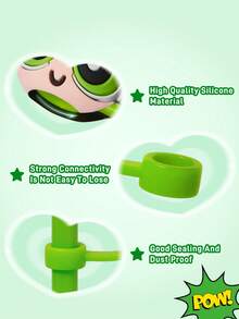 THE POWERPUFF GIRLS X SHEIN 0.4 Inch/10cm 3D Straw Covers, Dust-Proof Straw Covers, Suitable For 8-10mm Straws, Flower, Bubble, Buttercup Patterns (Straws Not Included), Y2K - Multicolor - View 4