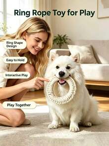 PETSIN Durable Cotton Rope Woven Ring Pet Toy; Cat And Dog Teething Rope Knot Ring; Interactive Chew Toy For Boredom Relief And Wear Resistance; Multiple Colors Available - Multicolor - View 8