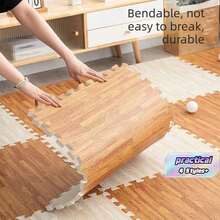 10 Pcs/Pack, 11.8 Inch, 1cm Thick High-Strength Interlocking Floor Mats, Wood Grain Pattern, Suitable For Living Room, Kitchen, Bedroom, Anti-Collision/Anti-Fall/Moisture-Proof, Puzzle Foam Flooring, Also Suitable For School, Gym, Yoga - Wood Grain Flooring - View 1
