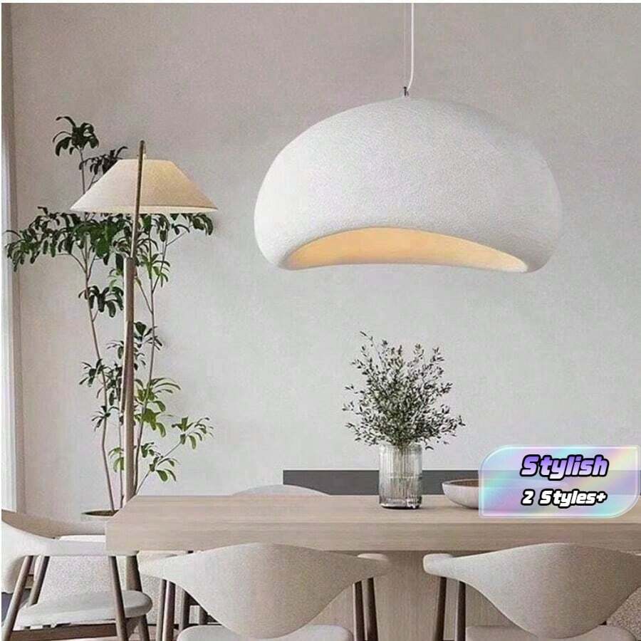 Wabi-Sabi Cloud Lampshade, Replacement Designer Japanese Pendant Light Accessory, Nordic French Cream Style Bar Counter Dining Table Restaurant Decorative Pendant Lampshade (Lampshade Base Only, Accessories Not Included) - Semicircle - View 1