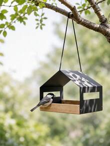 Haus Hana 1PC Modern Minimalist Hanging Bird Feeder, Handmade Bird Feeding House & Seed Holder For Garden, Yard, Patio, Balcony, Porch, Tree, Outdoor Bird Watching, Spring Summer Decor, Housewarming & Garden Lover Gift - multicolor - View 1
