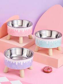 2pcs Stainless Steel Elevated Pet Bowls With Sturdy Stand, Anti-Slip & Anti-Spill, Large Capacity For Cat And Dog Food And Water - Multicolor - View 7