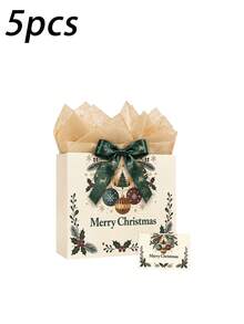 5/10/15PCS Christmas Gift Bags, Party Favor Bags, Candy Apple Cookie Packaging Bags With Handles - multicolor - View 19