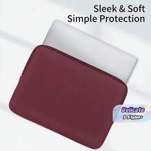 1pc Laptop Sleeve Bag, Fits 11/13//15/16 Inch Notebooks - Ultra Slim Protective Case, Soft Lining, Universal Size - Compatible With Air Pro Essential, Xps Protector, Hp Pavilion Cover, Swift Shield, Zenbook Guard, Essential For Office - Burgundy - View 1