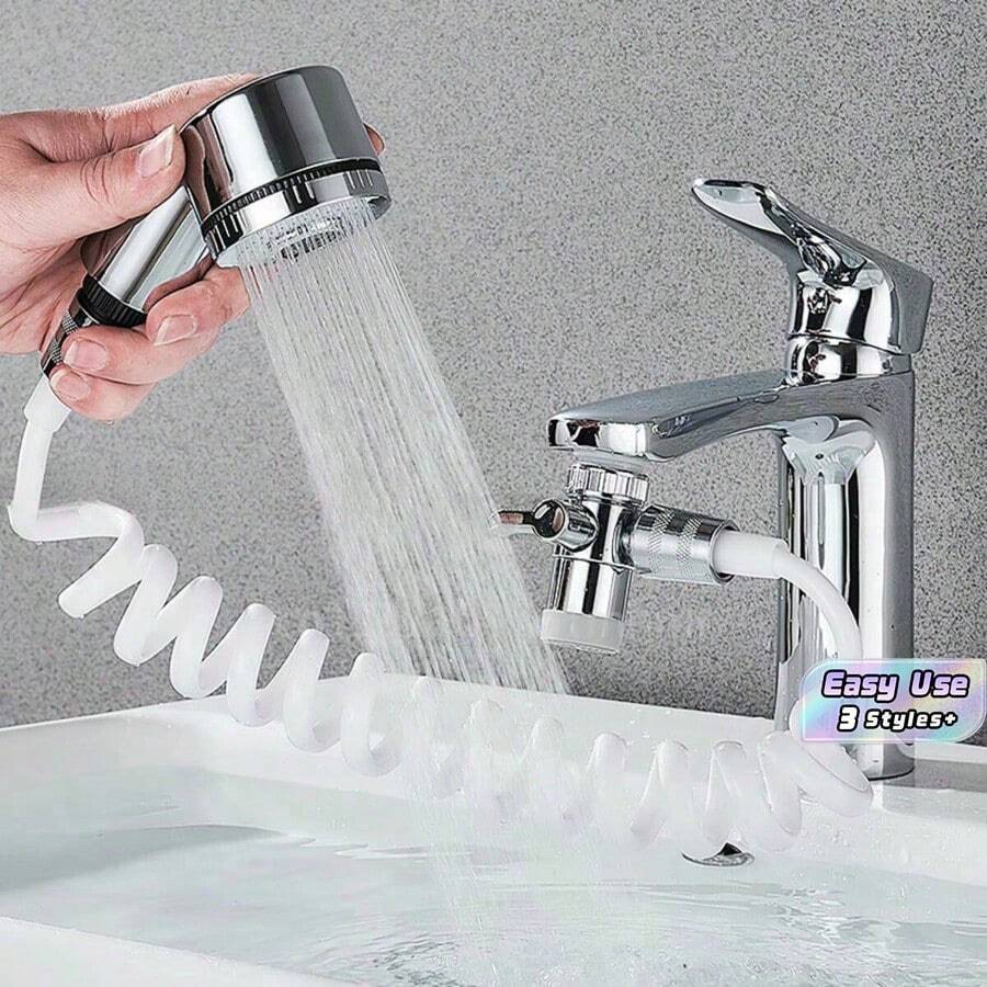Set Perlengkapan Kamar Mandi ini meliputi keran pancuran, kepala keran wastafel, nosel ekstensi keran, kepala pancuran, unit pancuran yang dapat disesuaikan, dan braket pemasangan dinding dengan perekat hisap. Mudah dipasang dan cocok untuk kamar mandi rumah. - MultiWarna - View 1